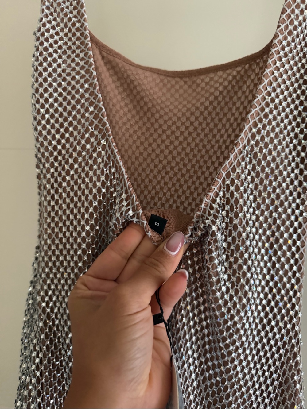 Rhinestone Mesh Maxi Dress in Silver - Women - Picture 7 of 7